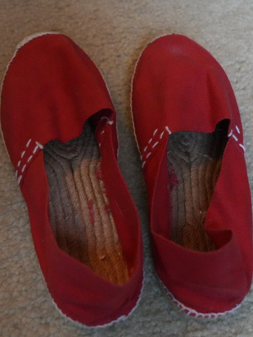 Red Canvas Classic Flat Espadrilles Jute Sole Slip On Shoes Size 39 / US 8